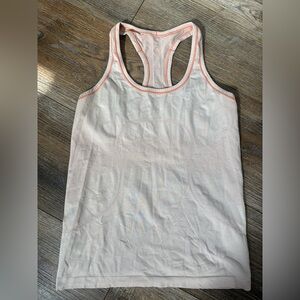 Lululemon tank top beige  Racerback Tank Top with Coral Trim size 8